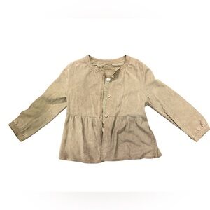 Banana Republic Suede Leather Blazer Jacket Brown Button Lined Size Small